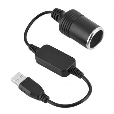 2A 5V USB Male to 12V Car Cigarette Lighter Socket Female Converter Adapter Wire