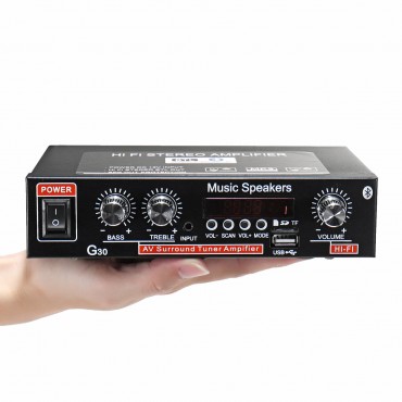 2CH LCD Display HIFI Audio Stereo Power Amplifier Bluetooth FM Radio Car Home Remote Control