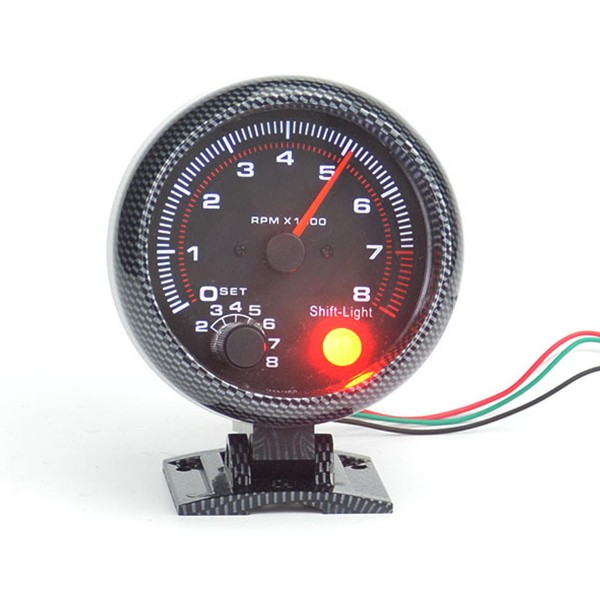 95mm 3.75 Inch Car Tachometer Tacho Gauge Meter 0-8000 RPM With LED Shift Light 12V