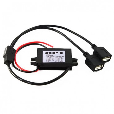 C848 DC 12V to 5V 3A 15W Waterproof DC Converter Mini USB Car Power Adapter