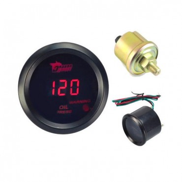 Digital Red LED PSI Oil Pressure Press Gauge Round With Install Guide