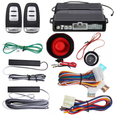 Hopping Code PKE Car Alarm System W Keyless Entry Remote Start Push Button Start