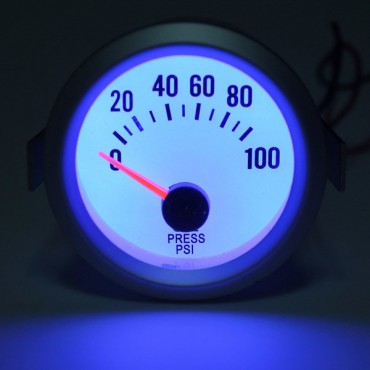 New Electrical Oil Pressure Gauge White Face Blue LED