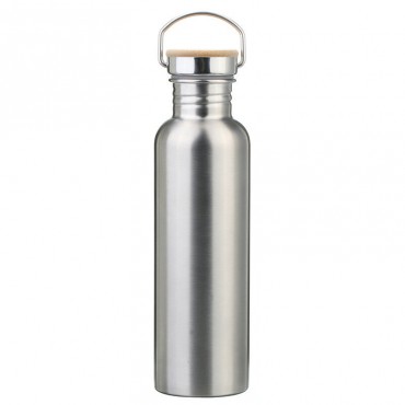 Portable Stainless Steel Water Bottle Bamboo Lid Sports Flasks Leak-proof Travel Cycling 1000ML Camping Bottles BPA Free