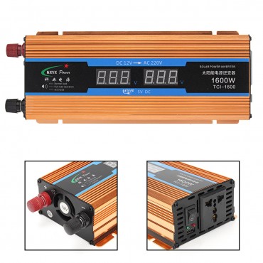 Universal 1600W LED Display DC 12V To AC 220V Solar Power Car Inverter Converter