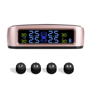 Rose Gold Solar Tire Pressure Monitor System Internal External Tire Pressure Sensor