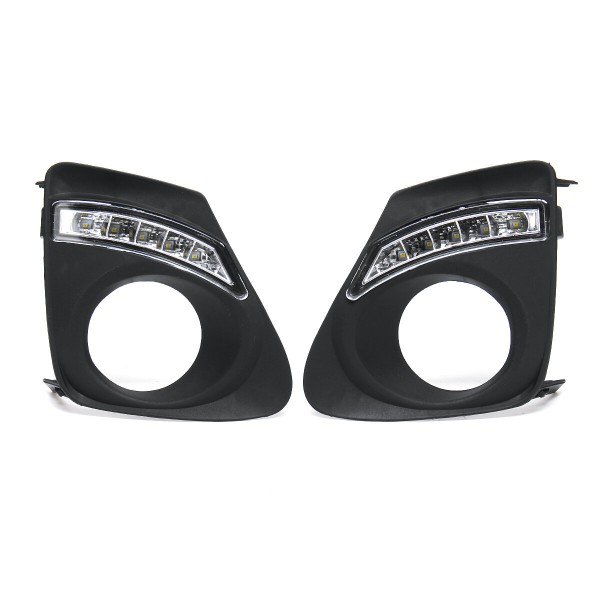 2Pcs Car Front LED Fog Lamps Day Running Lights DRL Frames For Toyota Carolla 2011-2013