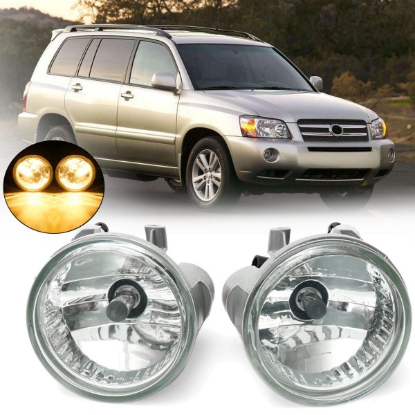 Car Front Bumper Fog Lights 9006 Halogen Bulbs Amber for Toyota Highlander 2004-2007