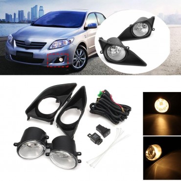 Car Front Bumper Fog Lights H11 Bulbs Amber with Covers Switch for Toyota Corolla 2008-2010