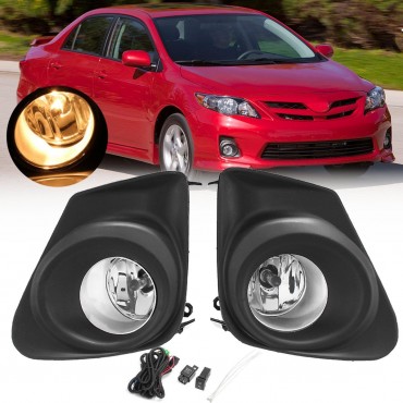 Car Front Bumper Fog Lights Lamp with H11 Bulb Switch Kit Pair for Toyota Corolla 11-13