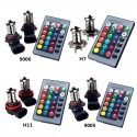 RGBW Multi-Color Car Headlight Fog Light Bulb H7 H11 9005 9006 with 24-Key Remote Controller 12V