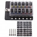 12 Way Blade Fuse Box Holder LED Failure Warning Light 12/24V For Car Bus Caravan