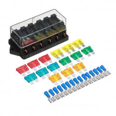 6 Way Blade Fuse Box Holder 12V 24V With Fuses For Car RV