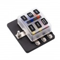 6-Way Fuse Box Block Holder 32V Bus Bar Kit with LED Indicator For Car Boat