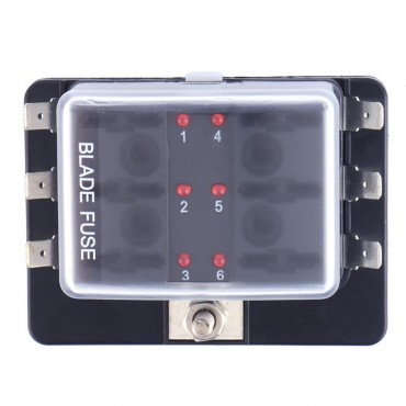 DC12V/24V/32V 6Way Car Boat Automotive Blade Fuse Box Block Holder LED Warning