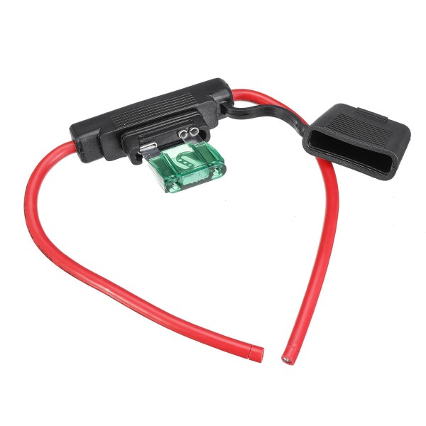 Blade Car Fuse Holder Weatherproof 8AWG Wire with Max 30A AMP Green Fuse