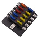 10 Way Fuse Box 12V 32V Circuit Standard Blade Block Holder Kit Car Caravan