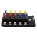 10 Way Fuse Box 12V 32V Circuit Standard Blade Block Holder Kit Car Caravan