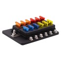 12 Way Fuse Box 12V 32V Circuit Standard Blade Block Holder Kit Car Caravan