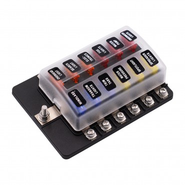 12 Way Fuse Box 12V 32V Circuit Standard Blade Block Holder Kit Car Caravan