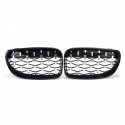 1 Pair Chrome Glossy Black Front Kidney Grilles Diamond Style For BMW 1 Series E81 E82 E87 E88 2008-2011