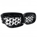 1 Pair Front Grille Glossy Black Diamond Meteor For BMW 3 Series E90 2009-2012