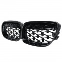 1 Pair Front Grille Glossy Black Diamond Meteor For BMW 3 Series E90 2009-2012