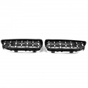 1 Pair Front Kidney Grille Chrome + Gloss Black Diamond Meteor Style For BMW E90 2009-2012