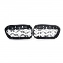 1 Pair Glossy Black Chrome Front Kidney Grille Diamond Style For BMW F20 F21 1 Series 2015-2017