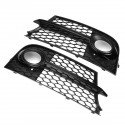 1 Pair HONEYCOMB Front Grille Fog Light Frame Cover Black For AUDI TT MK2 S-LINE TTS 2011-2014