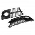 1 Pair HONEYCOMB Front Grille Fog Light Frame Cover Black For AUDI TT MK2 S-LINE TTS 2011-2014