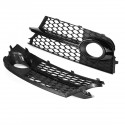 1 Pair HONEYCOMB Front Grille Fog Light Frame Cover Black For AUDI TT MK2 S-LINE TTS 2011-2014