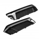 1 Pair Honeycomb Front Grill Grille Bumper Fog Light Cover For Audi A4 B9 S-Line S4 2016-2018