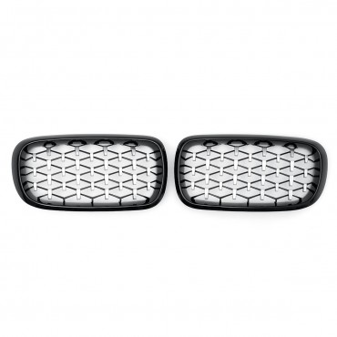 1Pair Black Chrome Front Kidney Grill Grille For BMW X5 F15 X6 F16 2014-2017 LH RH