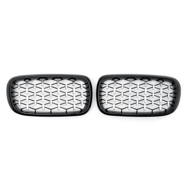 1Pair Black Chrome Front Kidney Grill Grille For BMW X5 F15 X6 F16 2014-2017 LH RH