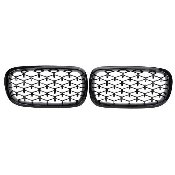 1Pair Black Front Kidney Grill Grille For BMW X5 F15 X6 F16 2014-2017 Glossy Black