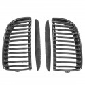 2PCS Carbon Fiber Front Kidney Grill Grille For BMW 3 Series E90 E91 4Dr Sedan Touring 2005-08