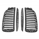 2PCS Carbon Fiber Front Kidney Grill Grille For BMW 3 Series E90 E91 4Dr Sedan Touring 2005-08