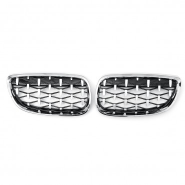 2PCS Front Grill Grille Chrome Diamond Meteor For BMW 3 Series E90 E92