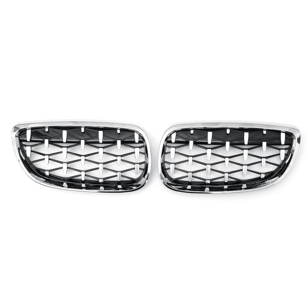 2PCS Front Grill Grille Chrome Diamond Meteor For BMW 3 Series E90 E92