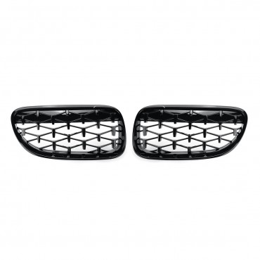 2PCS Front Grill Grille Gloss Black Diamond Meteor For BMW E92 E93 2010-2015 R