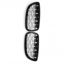 2PCS Front Grille Grill Black&Chrome Diamond Style For BMW 3 Series E90 E92 E93