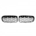 2PCS Front Kidney Grill Grille Diamond Chrome For BMW 3 Series F30 F35 F80 2011-2019