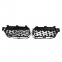 2PCS Front Kidney Grill Grille Diamond Chrome For BMW 3 Series F30 F35 F80 2011-2019