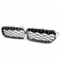 2PCS Front Kidney Grill Grille Diamond Chrome For BMW 3 Series F30 F35 F80 2011-2019