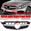 AMG Style Silver Front Grille Grill Without Camera For Mercedes Benz C Class W205 C200 C250 C300 C350 15-18