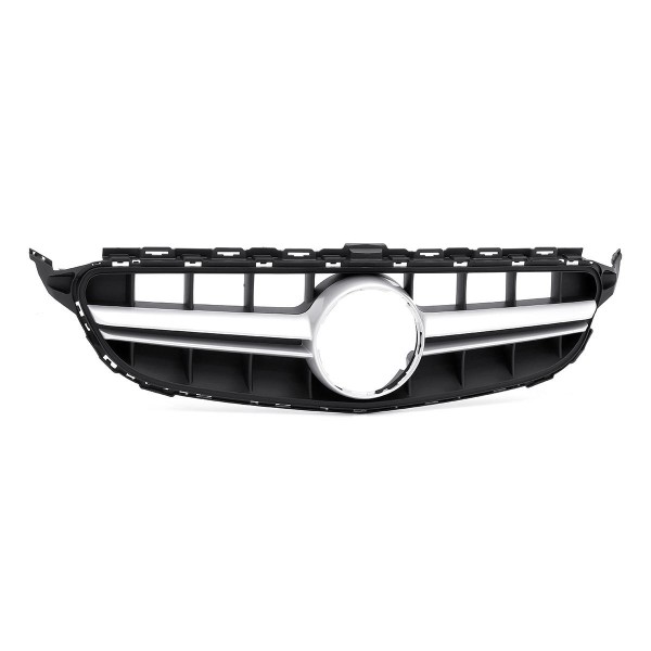 AMG Style Silver Front Grille Grill Without Camera For Mercedes Benz C Class W205 C200 C250 C300 C350 15-18