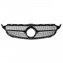 Black Front Diamond Grill Grille With camera For Mercedes Benz W205 C250 C300 C400 C43 AMG 2019+