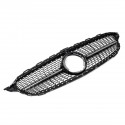 Black Front Diamond Grill Grille With camera For Mercedes Benz W205 C250 C300 C400 C43 AMG 2019+