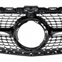 Black Front Diamond Grill Grille With camera For Mercedes Benz W205 C250 C300 C400 C43 AMG 2019+